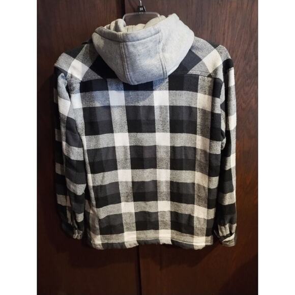 Old Mill Shirt Jacket Shacket Hoodie Sweatshirt Flannel Mens M Quilt Zip Grunge - Picture 5 of 6